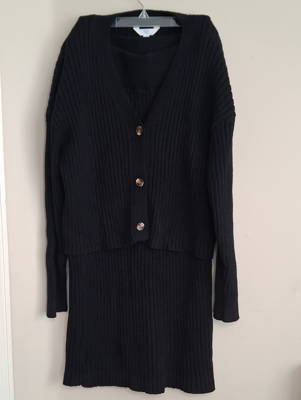 Time and Tru Black Cardigan & Skirt Set